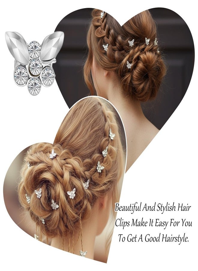 Azefnuhk 20 PCS Mini Butterfly Hair Clips, Silvery Rhinestone Butterfly Hair Clips, Decorative Butterfly Hair Accessories for Girls Women Hairstyling School Party Bridal Wedding Barrettes Birthday Gift - Image 4